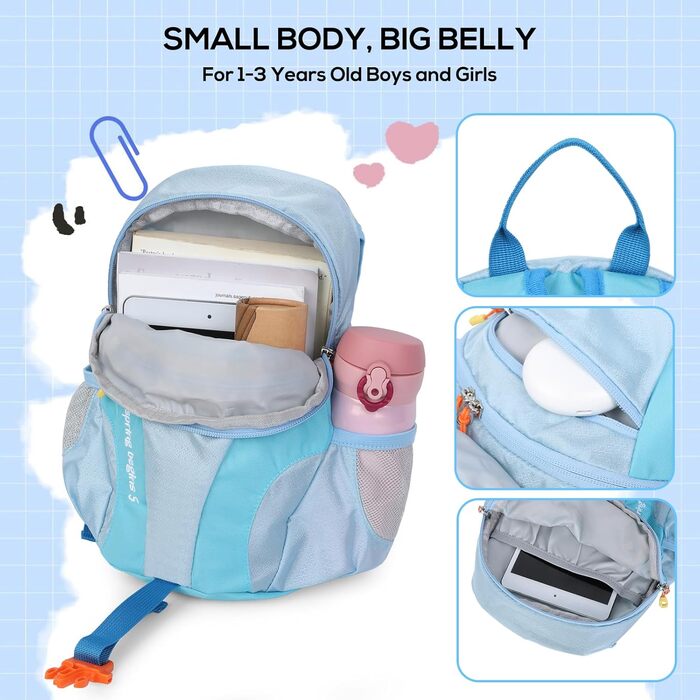 Дитячий рюкзак Cozary Kinder, 5L, водонепроникний, для подорожей, школи та спорту (Блакитний)