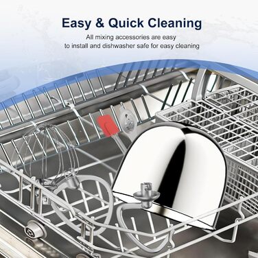 Кухонний комбайн-міксер Camic з LED-дисплеєм, 10 швидкостей, 3 насадки (вінчик, міксер, гак) та 2 чашами з нержавіючої сталі 4л і 5л для тіста, хліба та тортів, чорний