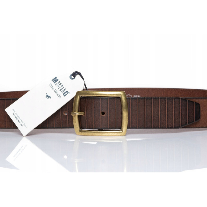 Чоловічий шкіряний ремінь Mustang BELT, класичний, коричневий, 110 см
