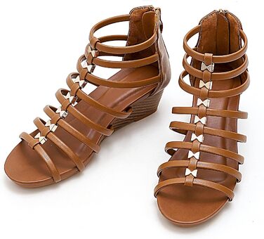 Босоніжки жіночі STMAHER Gladiator-Sandalen сріблясті на танкетці, літні, пляжні, повсякденні (38 EU)