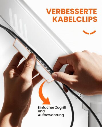 Кронштейн для монітора ErGear від 13 до 34 дюймів, білий — настінний тримач з газліфтом, швидкий монтаж, витримує до 9 кг, VESA 75x75 та 100x100 мм, з кабелеменеджментом