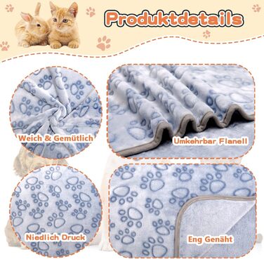 М'яка ковдра для собак та котів Gorgelly (3 шт.) 80x60 см та 60x80 см, блакитна. Легка, миюча, для дому та подорожей