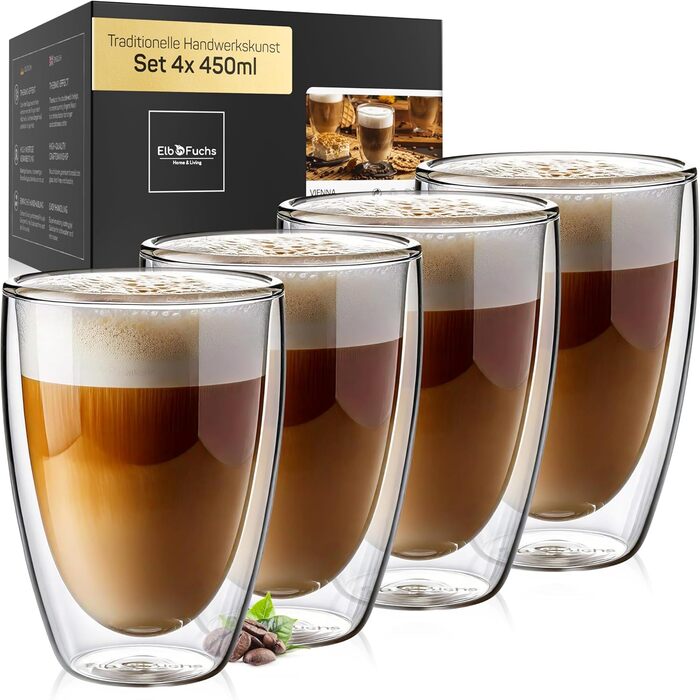 Набір склянок для лате макіато 450мл (4 шт.) з подвійними стінками, Vienna - Set4