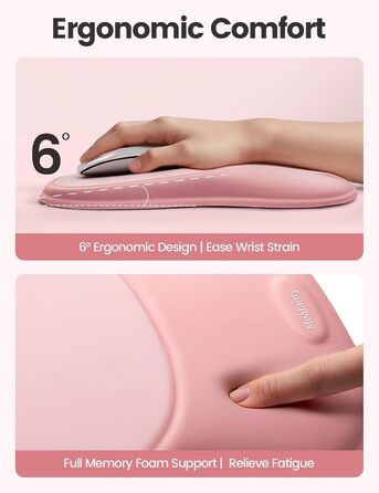 Підставка для зап'ястя Meatanty Ergonomische Handgelenkauflage – М'яка підставка з Memory Foam для клавіатури та миші, антиковзка, для офісу, дому та геймінгу (Світло-рожевий)