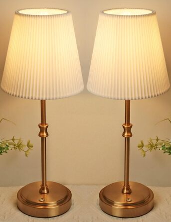 LED настільна лампа бездротова з акумулятором 3000mAh, торшер для спальні, вітальні, на вулицю (Retro Gold, 2 шт.)