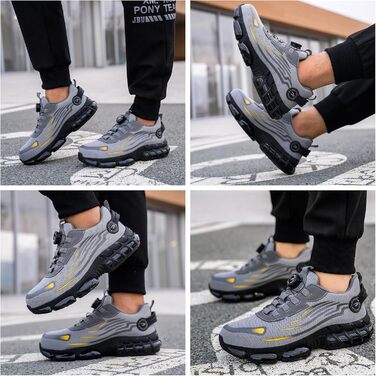 Черевики безпеки для чоловіків та жінок. Спортивні, дихаючі, з металевим підноском, антиковзаючі. Розміри 36-46 EU, колір сірий.