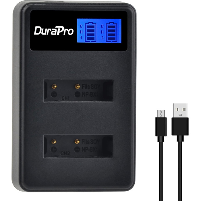 Durapro NP-BX1 акумулятор + зарядний пристрій Dual USB LCD для Sony RX100, RX100 II, WX500, HX300, HX400V та інших моделей Sony