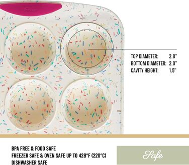 Trudeau Muffin Mold made of structured silicone, for 12 muffins, confetti/fuchsia