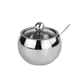 Контейнер для цукру з прозорою кришкою та ложкою, банку для спецій, солі, цукру, чаю, трав (нержавіюча сталь)