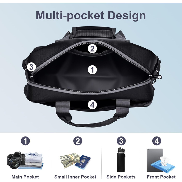 Органайзер для валізи 12 шт., водовідштовхувальний, для подорожей, сімейних поїздок, зберігання вдома (Чорний 1x косметичка + 1x дорожня сумка 20л A)