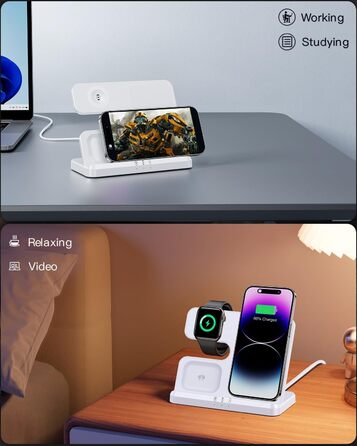 Бездротовий зарядний пристрій JARGOU 3-в-1: для Apple Watch, iPhone та AirPods Pro. Підходить для iPhone 16/15/14/13/12/11 Pro Max, Apple Watch 10/9/Ultra/8/7/6/SE/5/4/3 та AirPods Pro 4/3/2