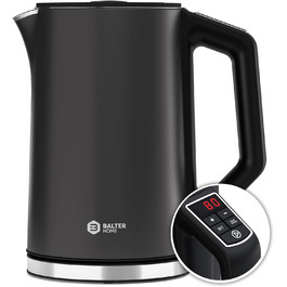 Електричний чайник BALTER з регулюванням температури, 1.5L, 2200W, чорний (сірий), нержавіюча сталь, без BPA