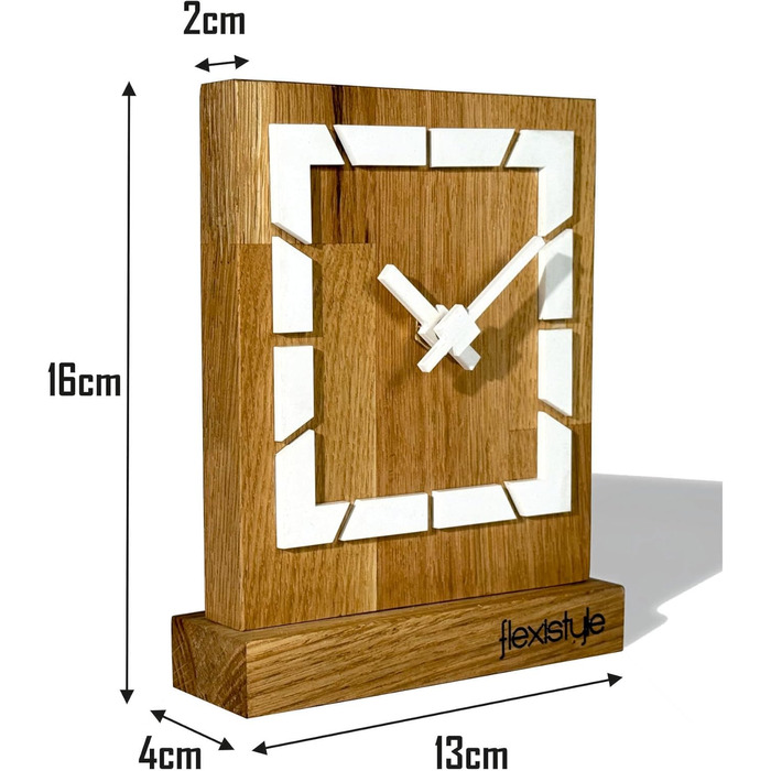 FLEXISTYLE Modern Stand Clock Small Made of Oak Wood Living Room Bathroom, Schwarz/Oak, Black (Style 8)