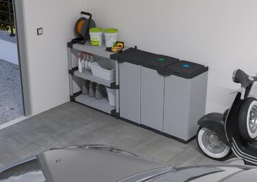 Mongardi W2016 cabinet made of PVC and PP resin, 1 door, 1 shelf, easy assembly, modular system, robust, suitable for indoor and outdoor areas, 34 W x 40 D x 85 H cm, Black and Grey