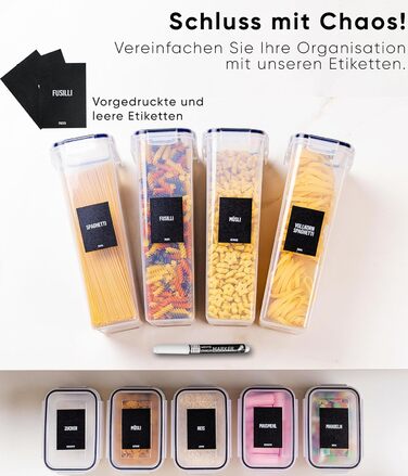 Набір контейнерів для зберігання Deco haus® 24 шт. з кришкою, герметичні - для кухні, продуктів, організації - для борошна, макаронів, мюслі