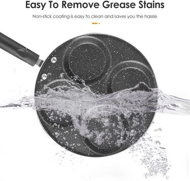 Non-stick frying pan, fried egg burger pan with handle, 4-egg pancake frying pan non-stick fried egg pan with 4 holes crepe pan burger eye pan suitable for gas stove/electric ceramic hob