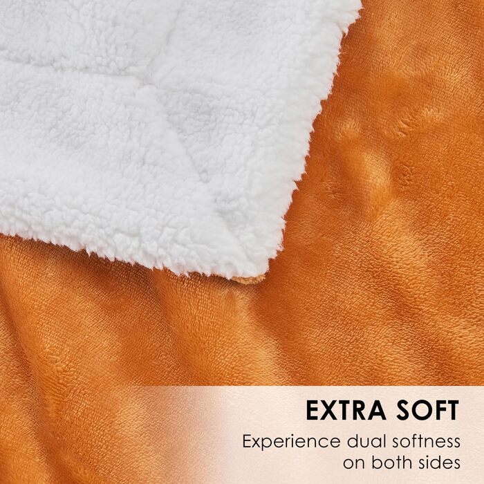 Плед Sherpa з двостороннього флісу, теплий плед для дивана/крісла, м'який плед з флісу для вітальні (220 x 240 см, Горіх)