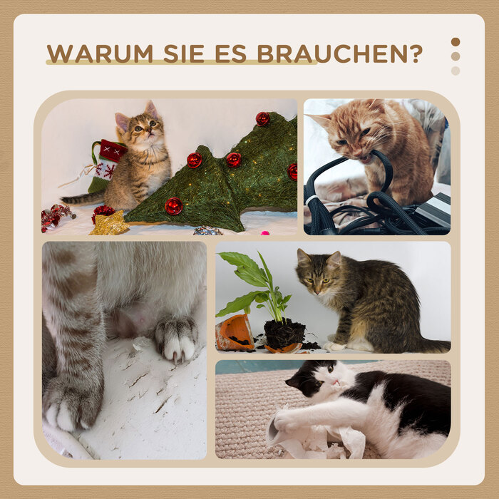 PawHut Stable Cat Scratching Post, Small Climbing Tree with Scratching Post, 38 x 38 x 40 cm, Light Grey, Ideal for Indoor Cats