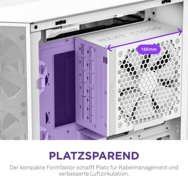 Блок живлення NZXT C850 Gold ATX 3.1, 1000W, 80 Plus Gold, повністю модульний, білий
