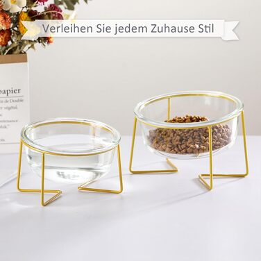 Підвищена годівниця для собак з скла - годівниця для собак з металевим підставкою - миска для їжі та води для маленьких та середніх собак та великих котів - 800 мл скляна велика