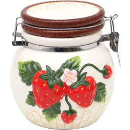Aromadose/Cookie Jar/Storage Box with Strawberry Relief, size approx. 12.5 x 11.5 x 12.5 cm