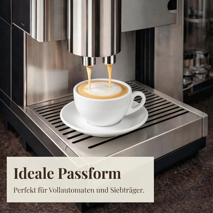 Набір з 6 еспресо-чашок | Хром | Італійський стиль | Dickwandig & Schwer | Еспресо-набір 6 шт. з підставками - подарунковий набір (200 мл, білий)