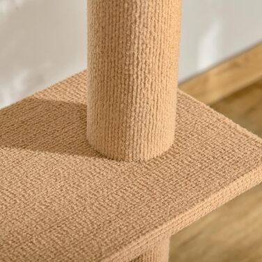 PawHut Котячий комплекс-дерево до стелі, 228-260 см, регульований, 3 рівні, ігровий та кігтеточка для котів, коричневий