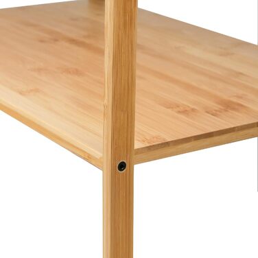 Поличка для мікрохвильової печі 3-рівнева, органайзер з гачками, розширювана, висувна (40-64см), з вуглецевої сталі (2 яруси, бамбук, 55x35x42см)