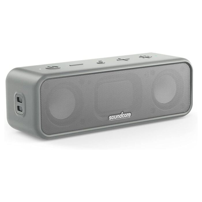 Soundcore 3 Bluetooth колонка: Стереозвук, Titan-драйвери, PartyCast, BassUp, 24 год, IPX7, EQ - Чорний/Срібний