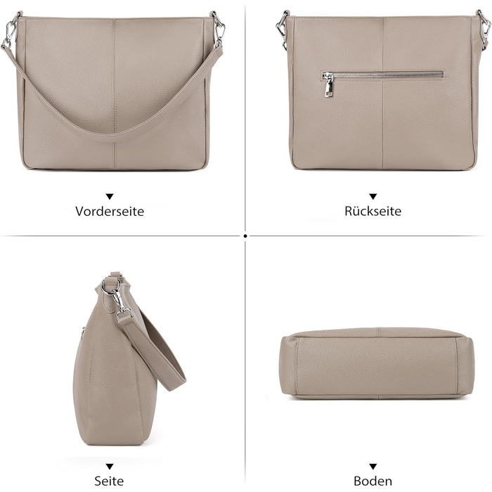 Сумка жіноча Befen зі шкіри, шопер середнього розміру, елегантна класична, колір А-тауп з 2 ремінцями через плече