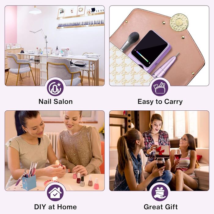 Електричний фрезер для нігтів, 45000 об/хв, професійний манікюрний апарат з LED-дисплеєм, бездротовий набір для манікюру та педикюру