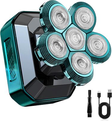 Електричний голкострум для чоловіків Luctry Glatzen Rasierer, 5D голкострум для чоловіків з лисою головою, водонепроникний IPX7, темно-зелений