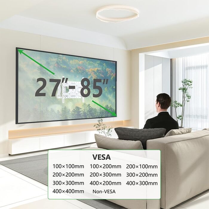 Кріплення для телевізора XTRARM TiTon Flex 80 см, поворотне, нахильне, біле, 60 кг, VESA max. 400x400 мм