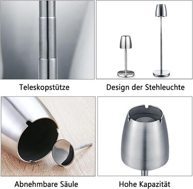 Асбечка для автомобіля з нержавіючої сталі, висувна 34-65см, велика, з кришкою, антиковзка, для вулиці та дому