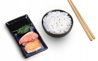 Набір для суші Misaki, сіро-блакитний: 2 тарілки, 2 піалки, 2 пари паличок