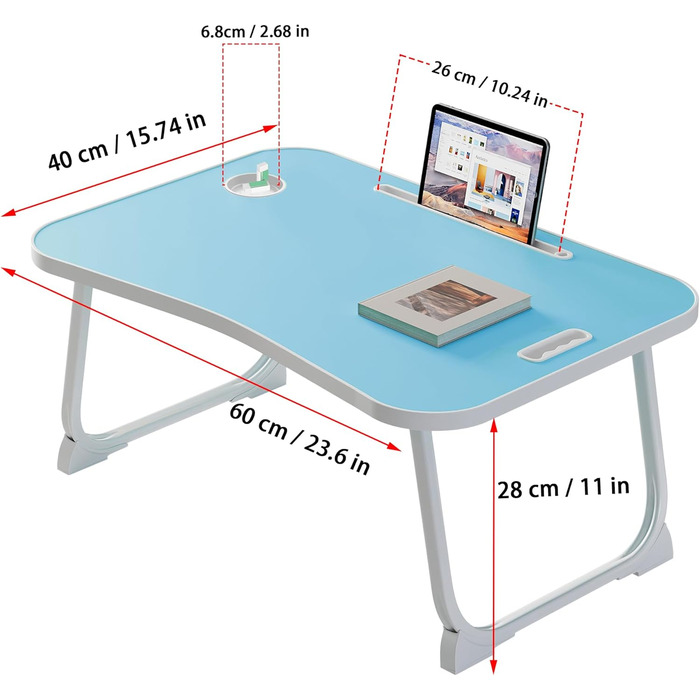 Зручний столик-підставка для ноутбука та їжі в ліжко/на диван (Blue)