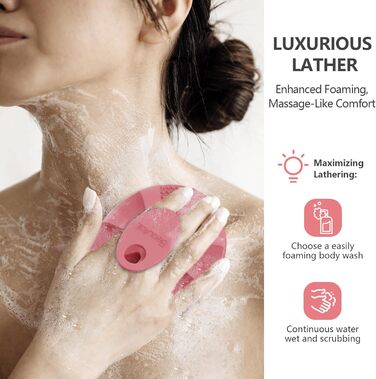 Силіконова щітка для тіла Beautail: м'який пілінг, для чутливої шкіри, рожева