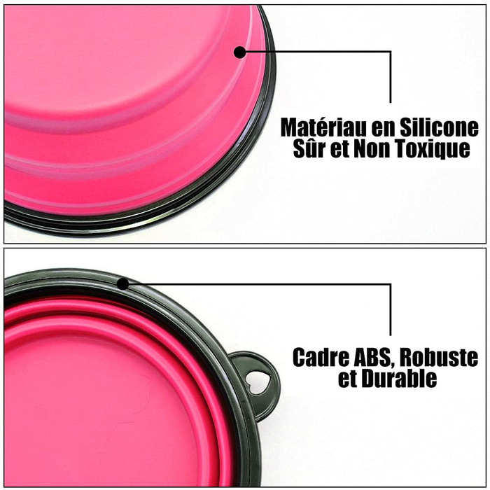 Складні миски для собак та котів SLSON (2 шт.) – 1000 мл, оранжевий та рожевий кольори