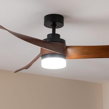 Стельовий вентилятор Cecotec EnergySilence Aero 5280 LightWood з LED підсвіткою 18W, діаметр 132 см, пульт, DC-мотор, чорний