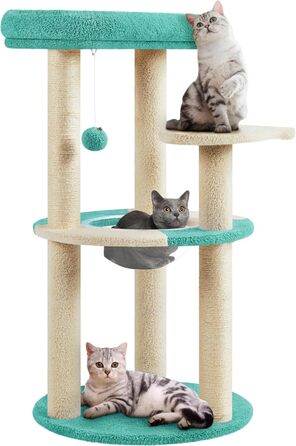 Yaheetech Cat Tree, Ocean Design Cat Tree, Cat Scratching Post, with Platform Space Capsule Sisal Posts, Stable Cat Climbing Tree, (Indigo/Beige)