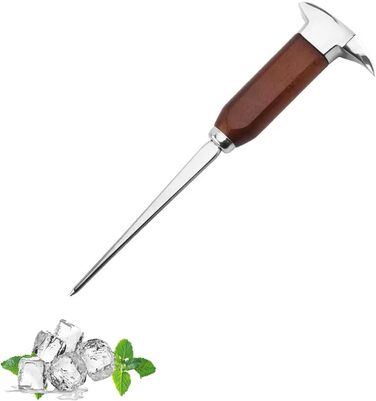1 x 17 cm ice pick for bar, stainless steel and wood, Japanese style, ice pick, ice pick for freezer, kitchen, picnic, camping (U77-1)