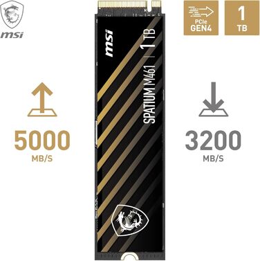 SSD накопичувач MSI Spatium M461 PCIe 4.0 NVMe M.2 1TB - високошвидкісний SSD для ігор та роботи