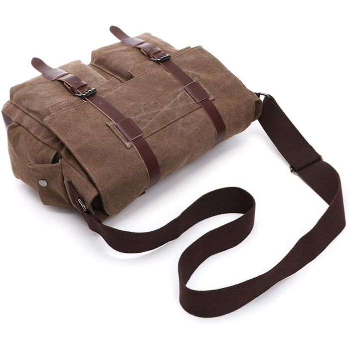 Чоловіча нагрудна сумка OSMIE 16 л, канвас, для ноутбука, сумка-месенджер чорна (L, L-кавовий)