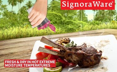SIGNORAWARE Salt and Pepper Shakers, Moisture-Resistant, Set of 2 Large Salt Shakers, for Travel, Camping, Picnic, Outdoor, Kitchen, Lunchboxes, Travel, Spice Set, Transparent