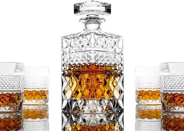 Набір віскі Rocks: 4 склянки, гранітні охолоджувачі, скляна декантирувальна карафа – ідеальний подарунок для дегустації скотчу, бурбону та лікеру