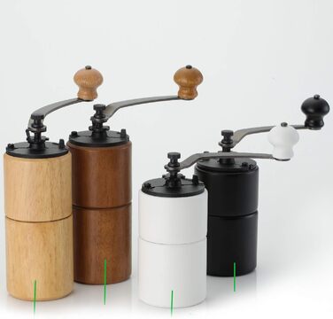 Ручна кавомолка Akirakoki з дерева та чавуну, велика ємність, регульована ступінь помолу, для подорожей та кемпінгу (коричневе дерево)