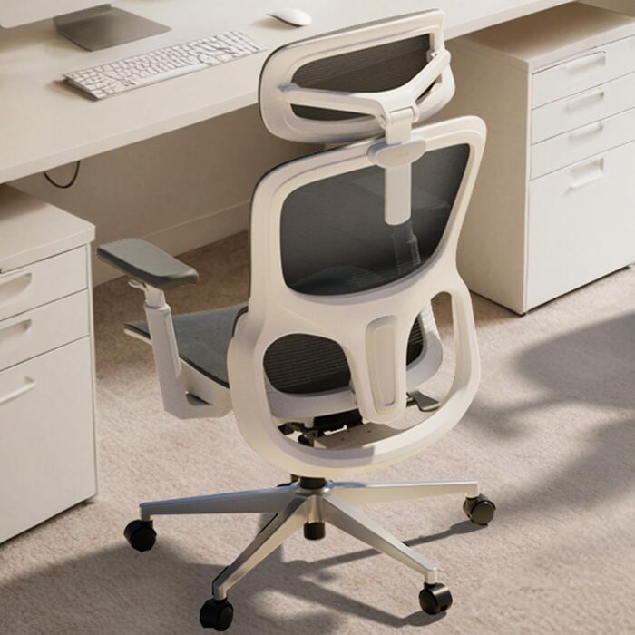 Hbada P2 Air Ergonomic Office Chair with 3D Lumbar Support, Adjustable Mesh Chair with 3D Armrests & Headrest - Home & Office Desk Chair (White, Luxury Version)