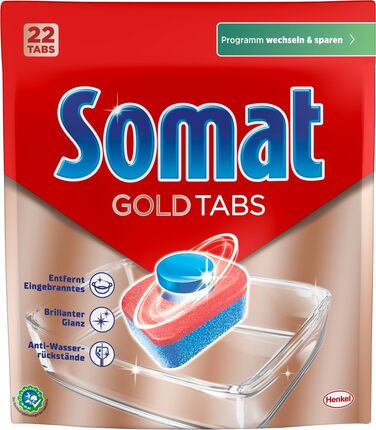 Таблетки для посудомийної машини Somat Gold, проти припалів та для низьких температур, 22 шт.