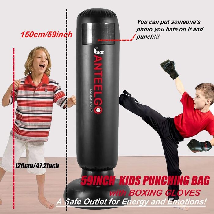 Дитячий боксерський мішок JanTeelGO 150 см з надувною основою - для карате, таеквондо та боксу (3-12 років)