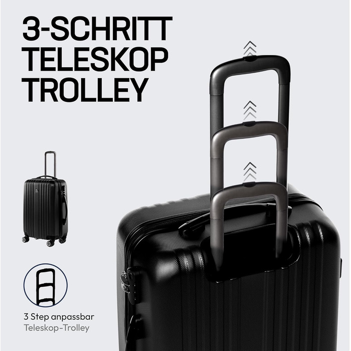 Набір валіз FERGÉ 3 шт. з жорстким корпусом, розширюваний, Toulouse, валіза-тролі, (ручна поклажа, L, XL), валіза з ABS, валіза на 4 колесах, рожевий (ручна поклажа, чорний)